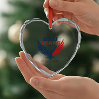 250 Years of Freedom Commemorative Patriotic Eagle Heart Crystal Glass Ornament Majestic American Flag Winged Eagle 1776 to 2026 Semiquincentennial