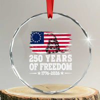 250 Years Of Freedom Crystal Glass Ornament Gadsden Flag American Patriot US