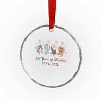 250 Years Of Freedom Crystal Glass Ornament Patriotic Doodle America Raccoon Goose Highland Cow 4th of July