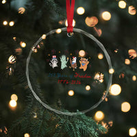 250 Years Of Freedom Crystal Glass Ornament Patriotic Doodle America Raccoon Goose Highland Cow 4th of July