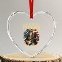 250 Years of Freedom George Washington Rock Star Heart Crystal Glass Ornament Funny Electric Guitar Player Vintage American Flag 1776 to 2026 Semiquincentennial
