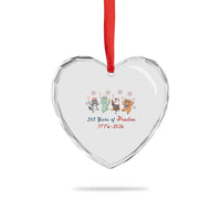 250 Years Of Freedom Heart Crystal Glass Ornament Patriotic Doodle America Raccoon Goose Highland Cow 4th of July