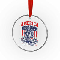 250 Years of Freedom Paul Revere Midnight Ride Crystal Glass Ornament Patriotic Historical Revolution American Flag Shield