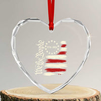 250 Years of Liberty 1776-2026 We The People Heart Crystal Glass Ornament Distressed American Flag Patriotic Semiquincentennial 250th Anniversary