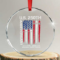 250th American Anniversary Crystal Glass Ornament 250 Years America USA Flag Fighter Jets Patriotic Veterans TS10