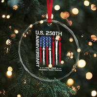 250th American Anniversary Crystal Glass Ornament 250 Years America USA Flag Fighter Jets Patriotic Veterans TS10