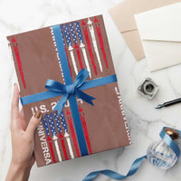 250th American Anniversary Wrapping Paper Roll 250 Years America USA Flag Fighter Jets Patriotic Veterans - Wonder Print Shop