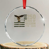 250th Anniversary Crystal Glass Ornament 1776 2026 250 Years Birthday Patriotic Camouflage USA Flag