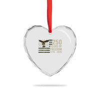 250th Anniversary Heart Crystal Glass Ornament 1776 2026 250 Years Birthday Patriotic Camouflage USA Flag