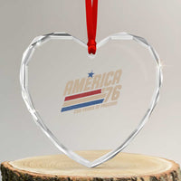 250th Anniversary USA America 76 Heart Crystal Glass Ornament 250 Years Of Freedom 1776 2026 Retro