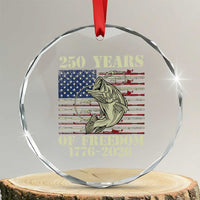 250th Anniversary USA Bass Fishing American Flag Crystal Glass Ornament