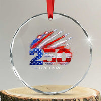 250th Anniversary USA Crystal Glass Ornament Patriotic 250 Years American 4th July 1776 2026