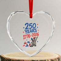 250th Anniversary USA Heart Crystal Glass Ornament Patriotic Raccoon American Flag 4th of July