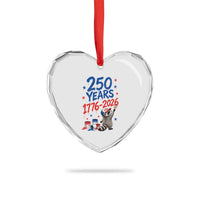 250th Anniversary USA Heart Crystal Glass Ornament Patriotic Raccoon American Flag 4th of July
