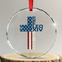 267th Pope Leo XIV Crystal Glass Ornament Nos Multi In Illo Uno Unum American Cross TS02