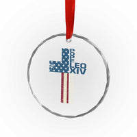 267th Pope Leo XIV Crystal Glass Ornament Nos Multi In Illo Uno Unum American Cross TS02