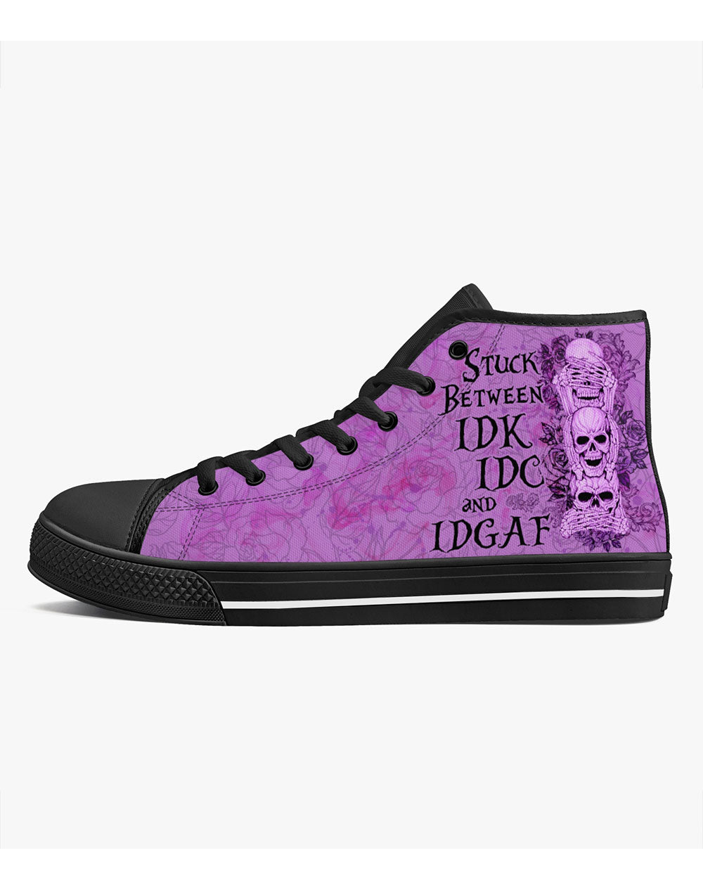 Stuck Between IDK IDC IDGAF Pink High Top Sneaker
