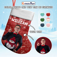 Custom Photo Christmas Stocking Cozy Christmas Pattern - Wonder Print Shop
