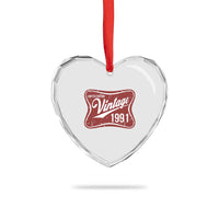 35th Birthday Beer Lover Vintage 1991 Limited Edition Heart Crystal Glass Ornament Red Metal Beer Soft Sign Graphic