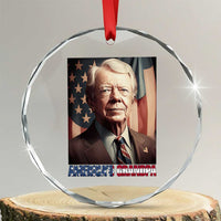 39th President Jimmy Carter Crystal Glass Ornament America's Grandpa Presidents' Day USA Flag Vintage TS02