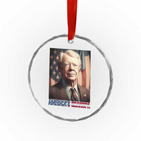 39th President Jimmy Carter Crystal Glass Ornament America's Grandpa Presidents' Day USA Flag Vintage TS02