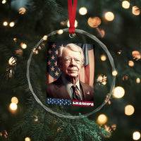 39th President Jimmy Carter Crystal Glass Ornament America's Grandpa Presidents' Day USA Flag Vintage TS02