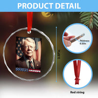 39th President Jimmy Carter Crystal Glass Ornament America's Grandpa Presidents' Day USA Flag Vintage TS02