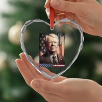 39th President Jimmy Carter Heart Crystal Glass Ornament America's Grandpa Presidents' Day USA Flag Vintage - Wonder Print Shop