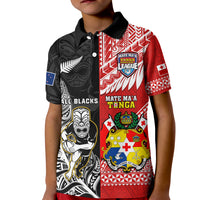 Custom Mate Maa Tonga All Black Rugby Polo Shirt Polynesian Mix NZ Maori Fern - Wonder Print Shop