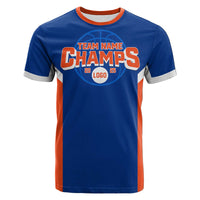 Custom 2025 Basketball Champions Royal Blue Orange T Shirt CTM05