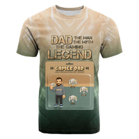 Custom Gamer Father's Day T Shirt Dad The Man The Myth The Gaming Legend | Wonder Print Shop