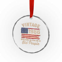 40th Birthday Crystal Glass Ornament Vintage 1986 Weird Being the Same Age as Old People USA Flag
