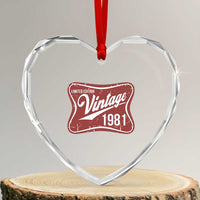 45th Birthday Beer Lover Vintage 1981 Limited Edition Heart Crystal Glass Ornament Red Metal Beer Soft Sign Graphic