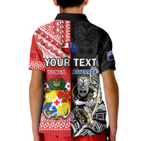 Custom Mate Maa Tonga All Black Rugby Polo Shirt KID Polynesian Mix NZ Maori Fern - Wonder Print Shop