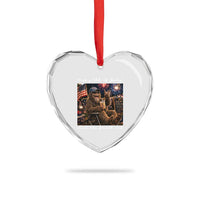 4th of July Bigfoot Heart Crystal Glass Ornament Patriotic Sasquatch American Flag Party Festival