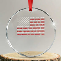 50 US States 4th of July Vintage American Flag Crystal Glass Ornament