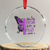 50th Birthday Gifts For Her Crystal Glass Ornament Blessed By God For 50 Years Christian Butterfly Cross