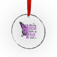 50th Birthday Gifts For Her Crystal Glass Ornament Blessed By God For 50 Years Christian Butterfly Cross