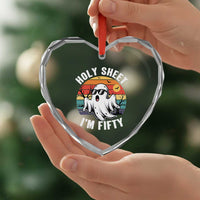 50th Birthday Halloween Ghost Heart Crystal Glass Ornament Holy Sheet I'm Fifty