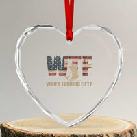 50th Birthday Heart Crystal Glass Ornament Funny WTF Whos Turning Fifty Vintage Fishing 50 Year Old Gift