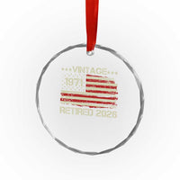 55th Birthday Retirement Crystal Glass Ornament Vintage 1971 Retired 2026 American Flag