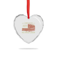 55th Birthday Retirement Heart Crystal Glass Ornament Vintage 1971 Retired 2026 American Flag