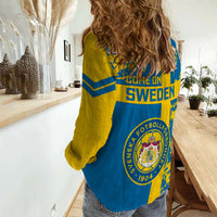 Sweden Football Women Casual Shirt Come On Sverige 2023 World Cup - Wonder Print Shop