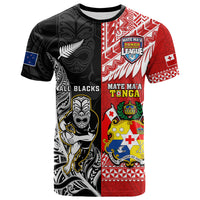 Custom Mate MaA Tonga And All Black Rugby T Shirt Polynesian Mix NZ Maori Fern - Wonder Print Shop