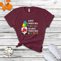 What Makes You Different Is Beautiful Gnome Autism Support T Shirt - Wonder Print Shop