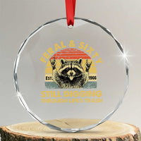 60th Birthday Raccoon Crystal Glass Ornament Feral And Sixty Still Digging Through Life's Trash Est 1966