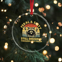 60th Birthday Raccoon Crystal Glass Ornament Feral And Sixty Still Digging Through Life's Trash Est 1966