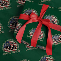 60th Birthday Wrapping Paper Roll Vintage 1966 60 Year Old Birthday USA Flag