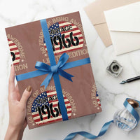 60th Birthday Wrapping Paper Roll Vintage 1966 60 Year Old Birthday USA Flag