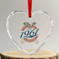 65th Birthday Beer Lover Vintage 1961 Limited Edition Heart Crystal Glass Ornament Bald Eagle